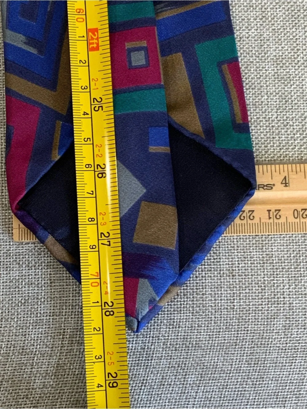 Vintage Manhattan Abstract Geometric Silk Tie USA 90s